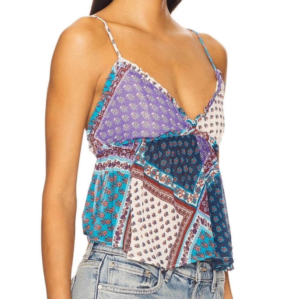Free People Alix Printed Tank in Ocean Combo - Picture 2 of 4